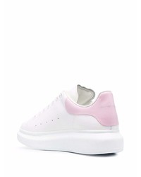 weiße und rosa Leder niedrige Sneakers von Alexander McQueen