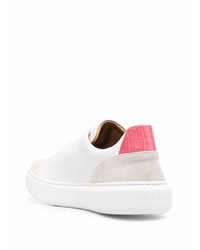 weiße und rosa Leder niedrige Sneakers von Buscemi
