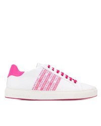 weiße und rosa Leder niedrige Sneakers von Philipp Plein