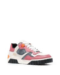 weiße und rosa Leder niedrige Sneakers von Diesel