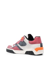 weiße und rosa Leder niedrige Sneakers von Diesel