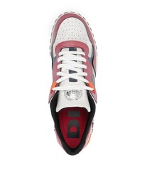 weiße und rosa Leder niedrige Sneakers von Diesel