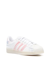 weiße und rosa Leder niedrige Sneakers von adidas