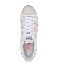 weiße und rosa Leder niedrige Sneakers von adidas