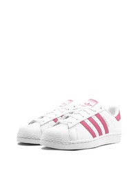 weiße und rosa Leder niedrige Sneakers von adidas