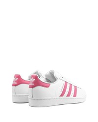 weiße und rosa Leder niedrige Sneakers von adidas