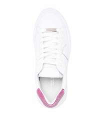 weiße und rosa Leder niedrige Sneakers von Philippe Model Paris
