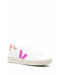 weiße und rosa Leder niedrige Sneakers von Veja