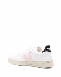 weiße und rosa Leder niedrige Sneakers von Veja