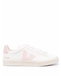 weiße und rosa Leder niedrige Sneakers von Veja