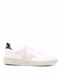 weiße und rosa Leder niedrige Sneakers von Veja