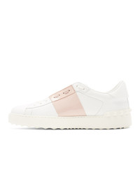 weiße und rosa Leder niedrige Sneakers von Valentino