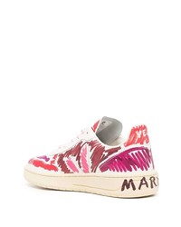 weiße und rosa Leder niedrige Sneakers von Marni