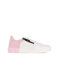 weiße und rosa niedrige Sneakers