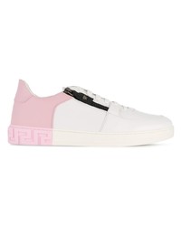 weiße und rosa niedrige Sneakers von Versace