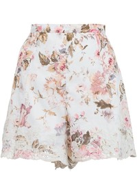 weiße und rosa Shorts mit Blumenmuster
