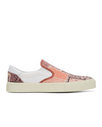 weiße und rosa Slip-On Sneakers aus Segeltuch
