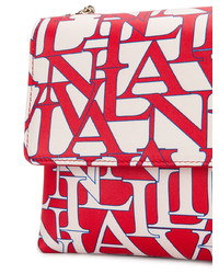 weiße und rote bedruckte Leder Umhängetasche von Lanvin
