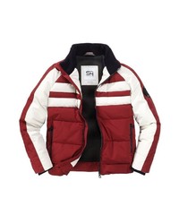 weiße und rote Daunenjacke von S4 JACKETS