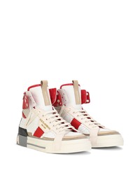 weiße und rote hohe Sneakers aus Leder von Dolce & Gabbana