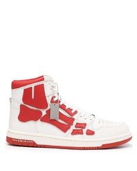 weiße und rote hohe Sneakers aus Leder von Amiri