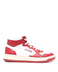 weiße und rote hohe Sneakers aus Leder von AUTRY