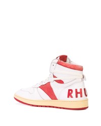 weiße und rote hohe Sneakers aus Leder von Rhude