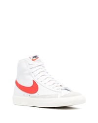 weiße und rote hohe Sneakers aus Leder von Nike