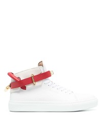weiße und rote hohe Sneakers aus Leder von Buscemi
