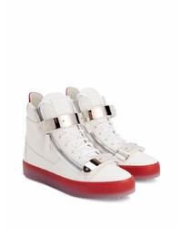 weiße und rote hohe Sneakers aus Leder von Giuseppe Zanotti