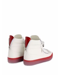 weiße und rote hohe Sneakers aus Leder von Giuseppe Zanotti