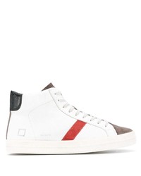 weiße und rote hohe Sneakers aus Leder von D.A.T.E