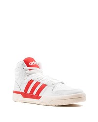 weiße und rote hohe Sneakers aus Leder von adidas