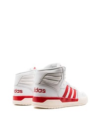 weiße und rote hohe Sneakers aus Leder von adidas