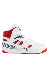 weiße und rote hohe Sneakers aus Leder von Gucci