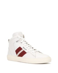 weiße und rote hohe Sneakers aus Leder von Bally