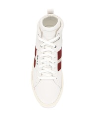 weiße und rote hohe Sneakers aus Leder von Bally