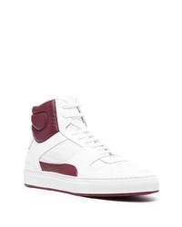 weiße und rote hohe Sneakers aus Leder von Common Projects