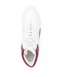 weiße und rote hohe Sneakers aus Leder von Common Projects