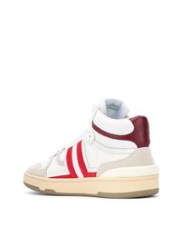 weiße und rote hohe Sneakers aus Leder von Lanvin