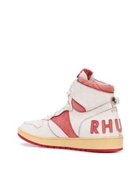 weiße und rote hohe Sneakers aus Leder von Rhude