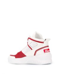 weiße und rote hohe Sneakers aus Leder von Buscemi