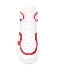 weiße und rote hohe Sneakers aus Leder von Buscemi