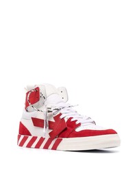 weiße und rote hohe Sneakers aus Leder von Off-White