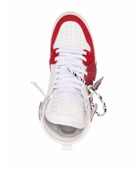 weiße und rote hohe Sneakers aus Leder von Off-White