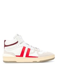 weiße und rote hohe Sneakers aus Leder von Lanvin