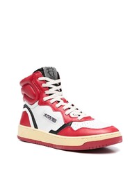 weiße und rote hohe Sneakers aus Leder von AUTRY