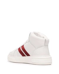 weiße und rote hohe Sneakers aus Leder von Bally