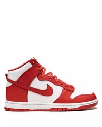 weiße und rote hohe Sneakers aus Leder von Nike