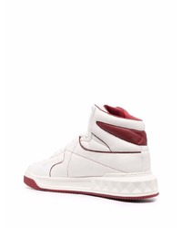 weiße und rote hohe Sneakers aus Leder von Valentino Garavani